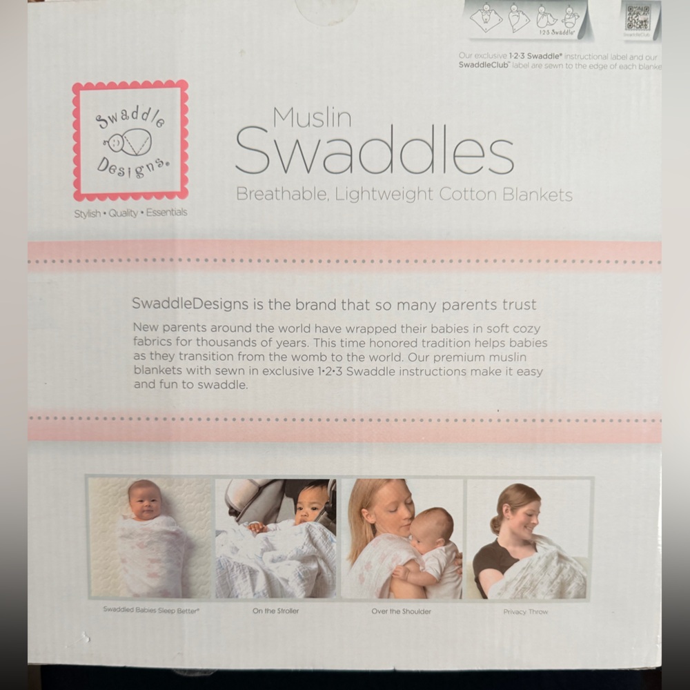 Swaddle Design Pack of 4 blankets - NEW - pink & white - Picture 5 of 5